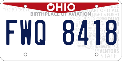 OH license plate FWQ8418