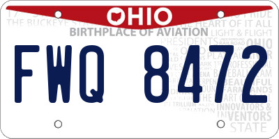 OH license plate FWQ8472