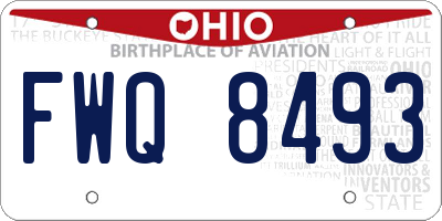 OH license plate FWQ8493