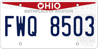 OH license plate FWQ8503