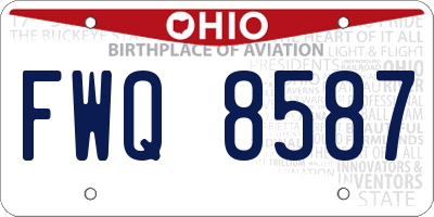 OH license plate FWQ8587