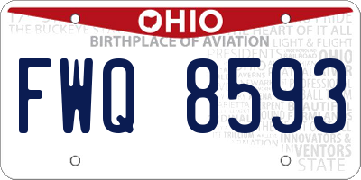 OH license plate FWQ8593