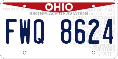 OH license plate FWQ8624