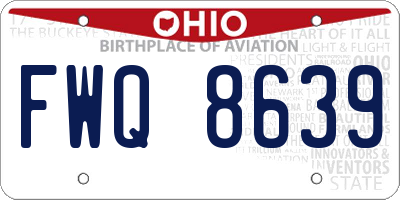 OH license plate FWQ8639