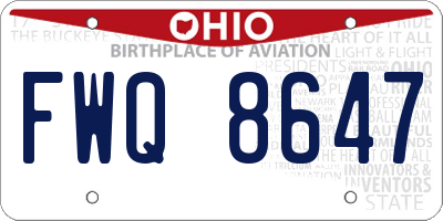 OH license plate FWQ8647