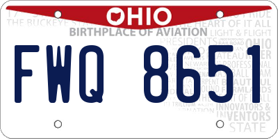 OH license plate FWQ8651