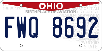 OH license plate FWQ8692