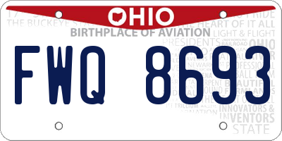 OH license plate FWQ8693