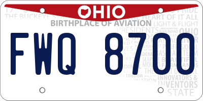 OH license plate FWQ8700