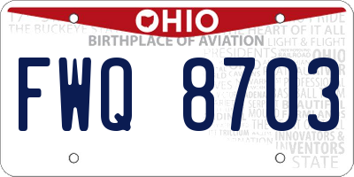 OH license plate FWQ8703