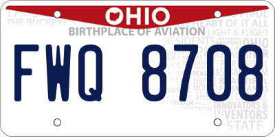 OH license plate FWQ8708