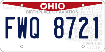 OH license plate FWQ8721