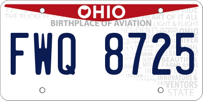 OH license plate FWQ8725