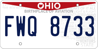OH license plate FWQ8733