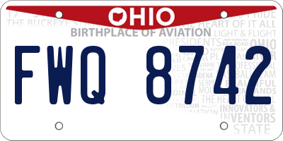 OH license plate FWQ8742