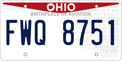 OH license plate FWQ8751