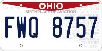 OH license plate FWQ8757