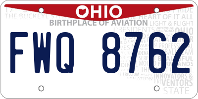 OH license plate FWQ8762