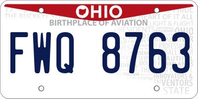 OH license plate FWQ8763