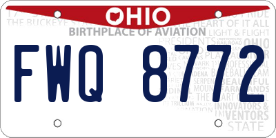 OH license plate FWQ8772