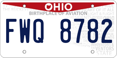 OH license plate FWQ8782