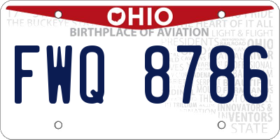 OH license plate FWQ8786
