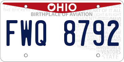 OH license plate FWQ8792