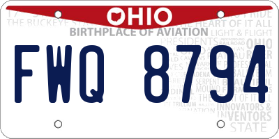 OH license plate FWQ8794