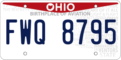 OH license plate FWQ8795