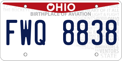 OH license plate FWQ8838