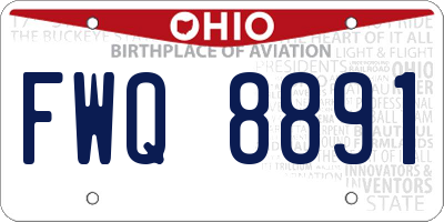 OH license plate FWQ8891