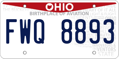 OH license plate FWQ8893