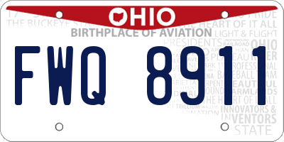 OH license plate FWQ8911