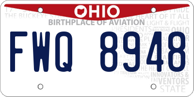 OH license plate FWQ8948