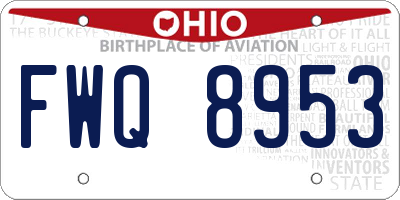 OH license plate FWQ8953