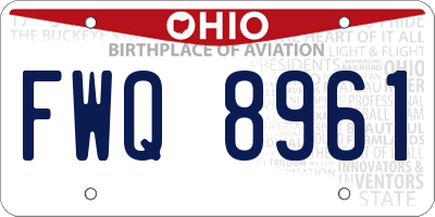 OH license plate FWQ8961