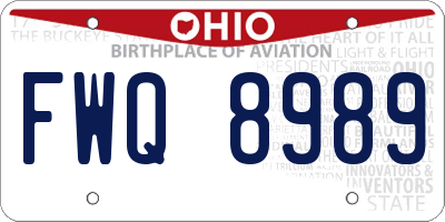 OH license plate FWQ8989