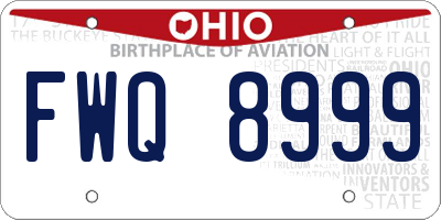 OH license plate FWQ8999