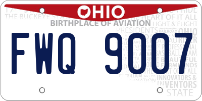 OH license plate FWQ9007