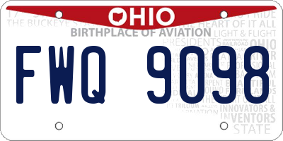 OH license plate FWQ9098