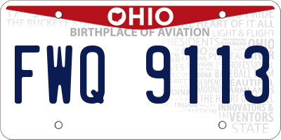 OH license plate FWQ9113