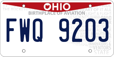 OH license plate FWQ9203