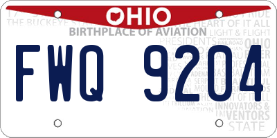 OH license plate FWQ9204
