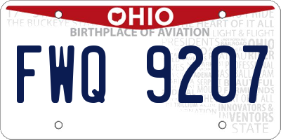 OH license plate FWQ9207