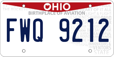 OH license plate FWQ9212