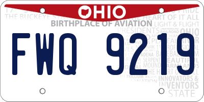OH license plate FWQ9219