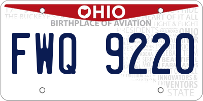 OH license plate FWQ9220