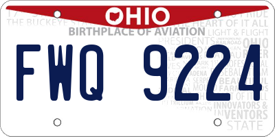 OH license plate FWQ9224