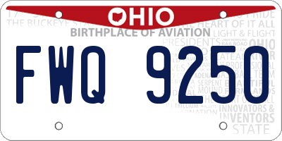 OH license plate FWQ9250