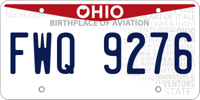 OH license plate FWQ9276